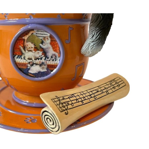 2 Jürgen Scholz Cozy Kitten Teacups Making Music & Frisky Business Cat Figurines - Picture 12 of 14